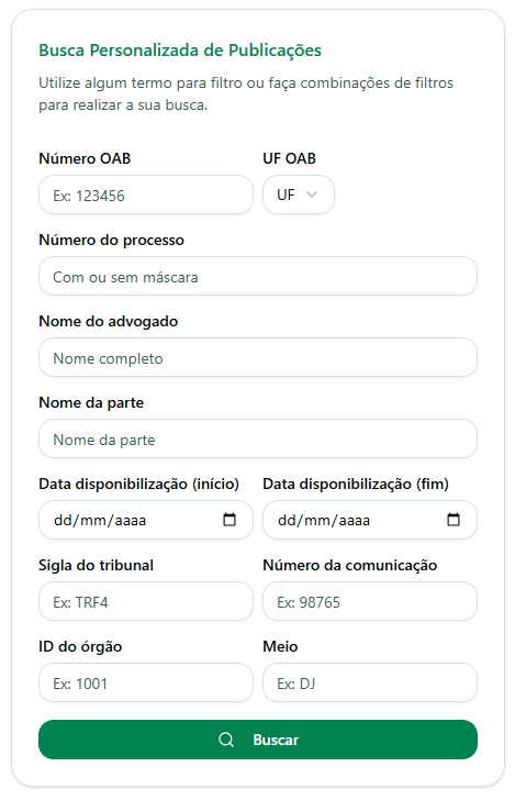Encontre publicações e processos na hora